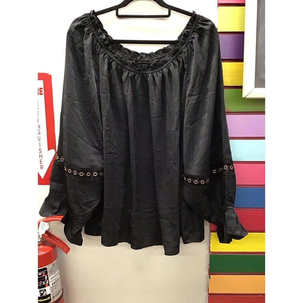 Colleen Lopez puff sleeve peasant long sleeve top size 1X new from HSN